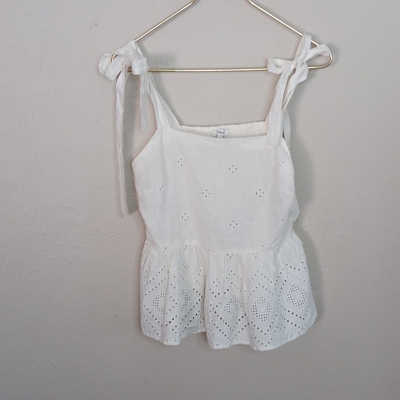 Madewell Rosalie Tie Strap Top In Geo Eyelet Size Small NWT - Picture 9 of 10